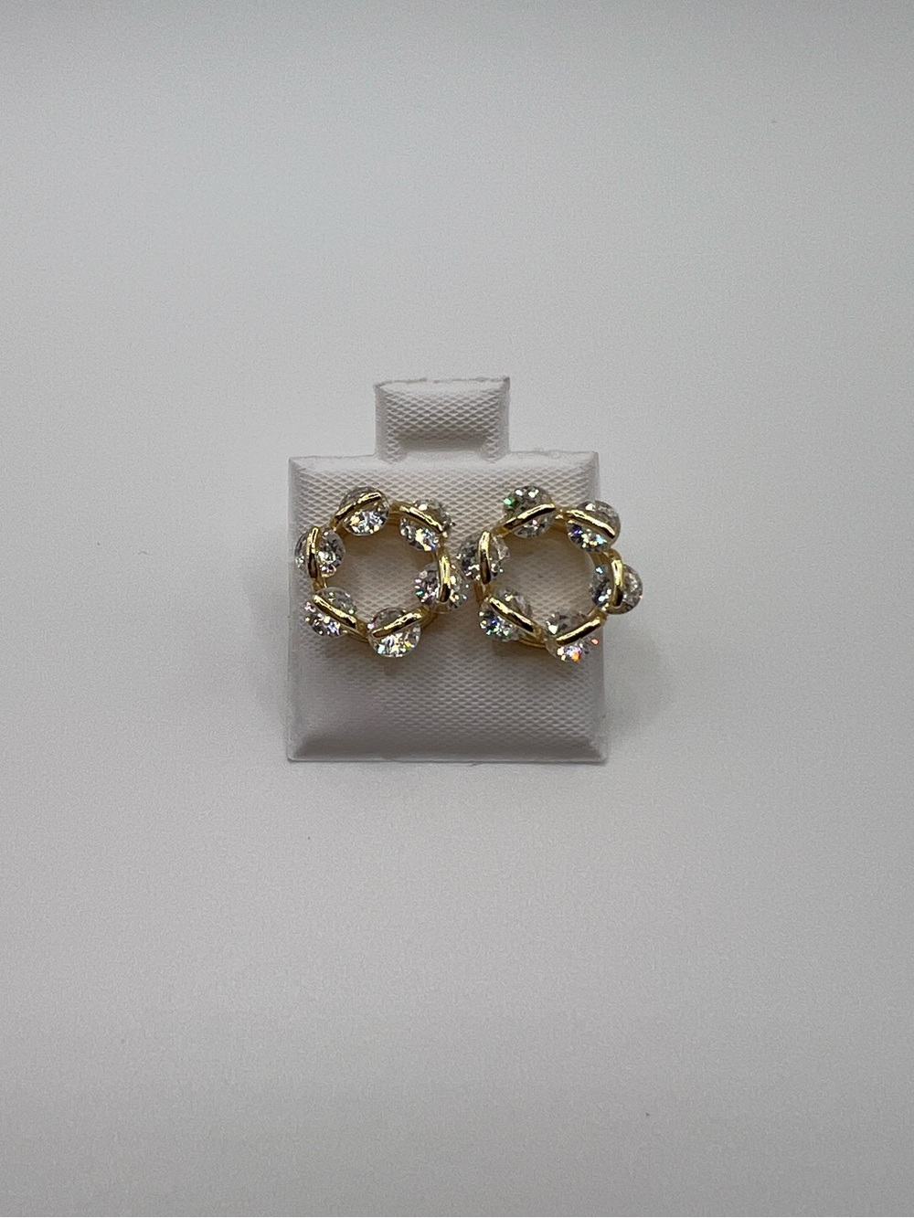 14K Gold Plated Crystal Wreath Stud Earrings - Elegant Women's Jewelry